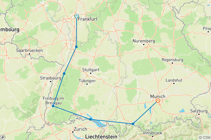 Carte du circuit VOUS CONDUIRE À TRAVERS L'ALLEMAGNE DE L'OUEST