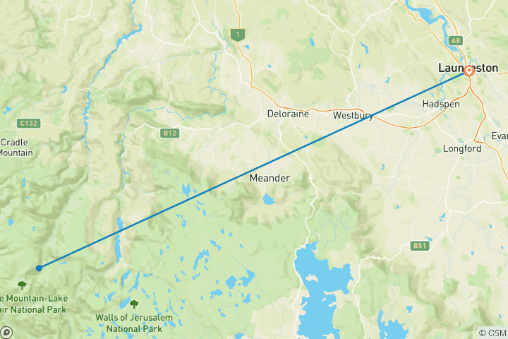 Map of Trek the Cradle Mountain Overland Track (6 destinations)