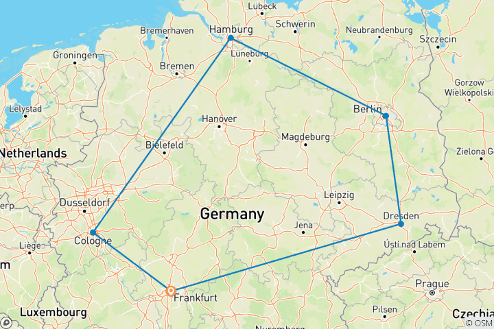 Carte du circuit L'ALLEMAGNE DU NORD EN TRAIN