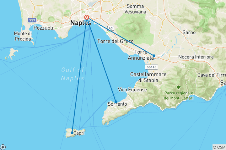 Mapa de 7 días en Nápoles y Capri: De las calles antiguas a las costas azules