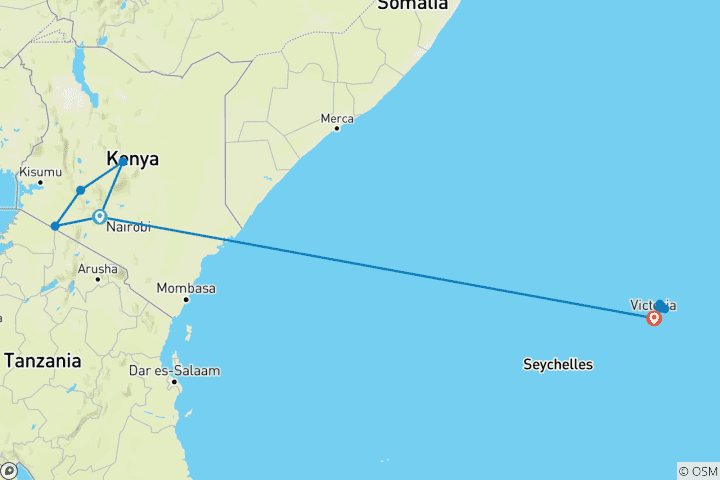Carte du circuit Safari et Seychelles 2028