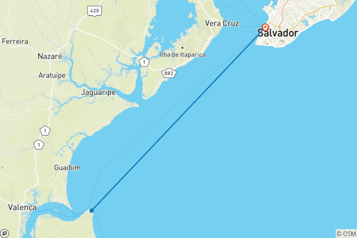 Carte du circuit Escapade nature de 6 jours : Salvador da Bahia & Morro de São Paulo