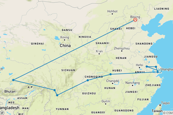 Karte von Luxus pur: von Shanghai nach Shangri-La