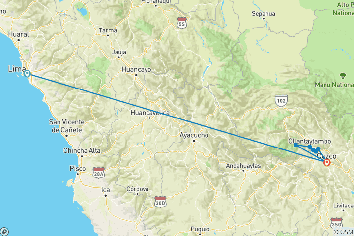 Map of LGBTQ Fabulous Luxury Lima & Cusco 7 days