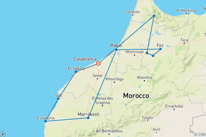 Carte du circuit Le meilleur du Maroc en 11 jours - Circuit privé avec des experts locaux