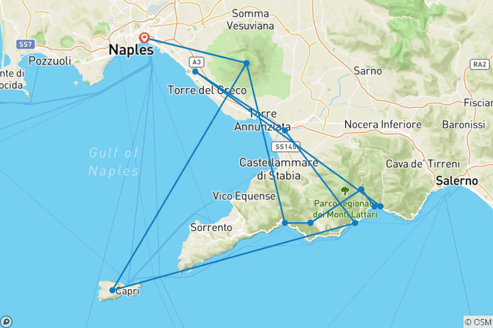 Carte du circuit Premium Walking & Hiking sur la côte amalfitaine en Italie