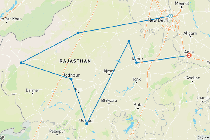 Carte du circuit Nuits dans le désert de Thar