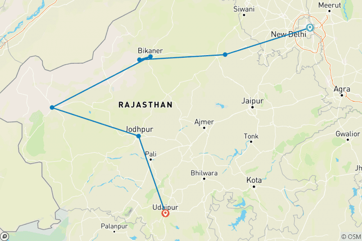 Map of Upgraded - India: Forts + Palaces of Rajasthan