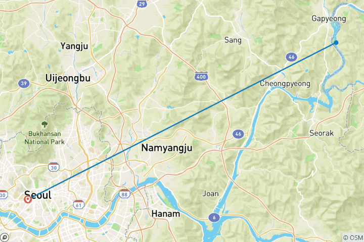 Map of 6 Days South Korea Cassic Tour (private guide and driver）Family Tour - Customizable