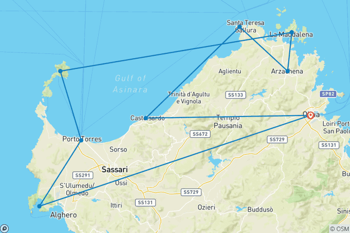 Carte du circuit Sardaigne - discovercar Check