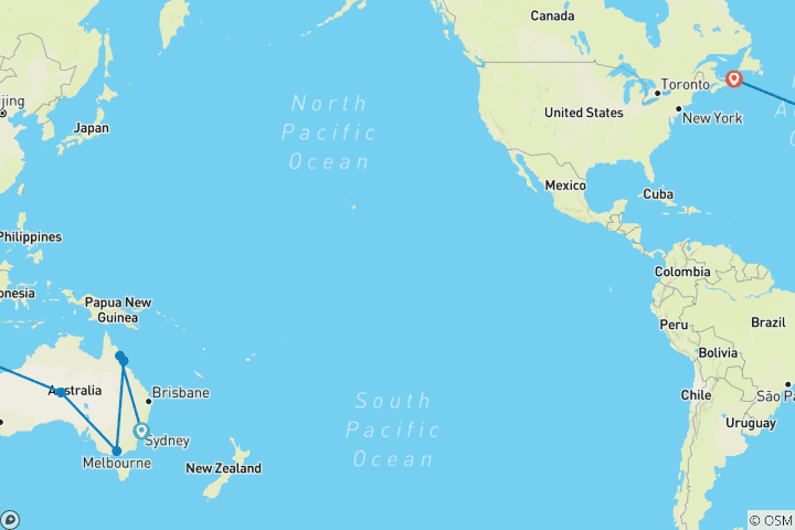 Carte du circuit Australie classique avec Uluru et l'Outback