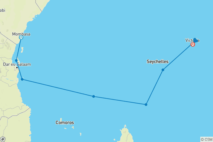 Map of Discover Seychelles, Tanzania and Kenya 2028