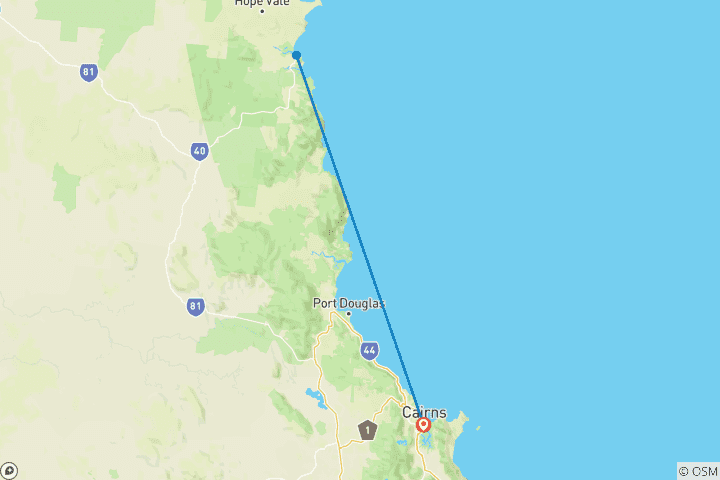 Map of Cape Tribulation and Cooktown Wanderer (Small Group, Short Break)
