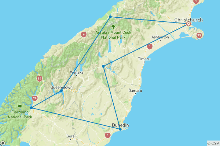 Carte du circuit Merveilles du Sud (2026/2027)