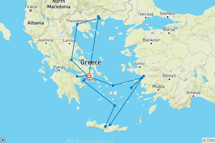 Kaart van Griekenland: In de voetsporen van Paulus de Apostel met een Griekse Eilanden & Turkije cruise van 3 nachten (2026)