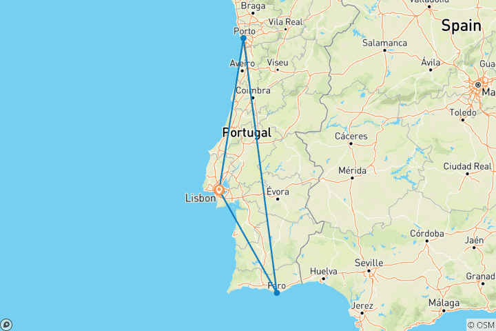 Map of Lisbon’s Charm, Douro’s Vineyards & Algarve W/5-Star Stays