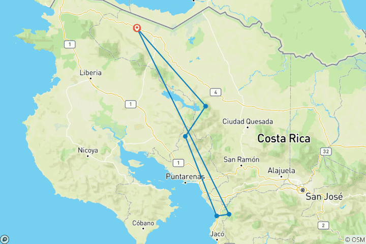 Carte du circuit Costa Rica : Le paradis des ornithologues