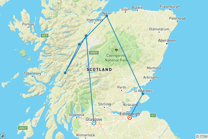 Map of Taste of Scotland - 5 Days/4 Nights (7 destinations)