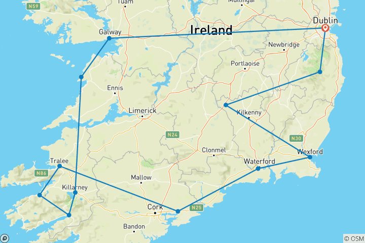 Map of Irish Spirit - 9 Days/8 Nights (13 destinations)