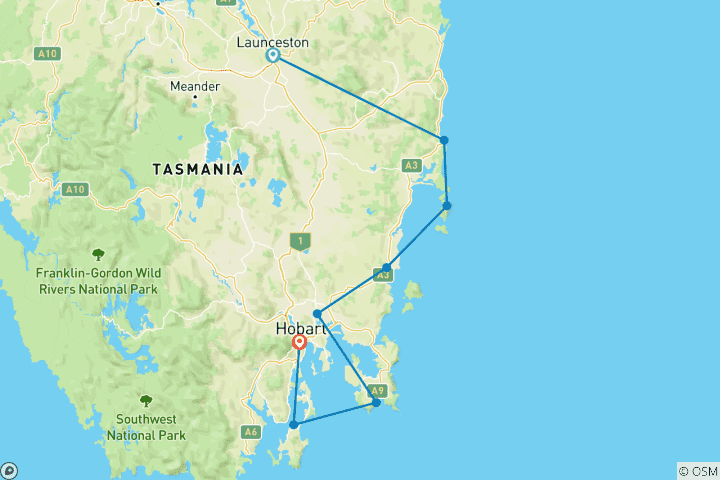 Map of Tasmania's Wilderness and Heritage (Small Group)