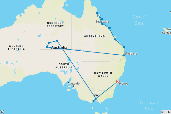 Map of Highlights of Australia
