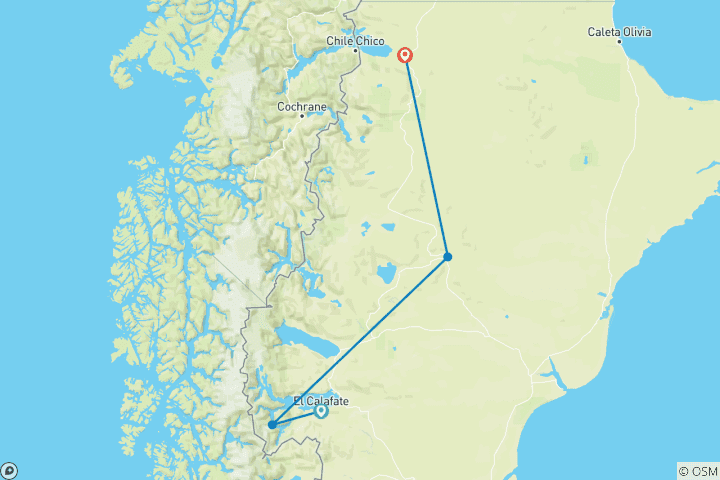 Kaart van Verborgen Patagonië Expeditie