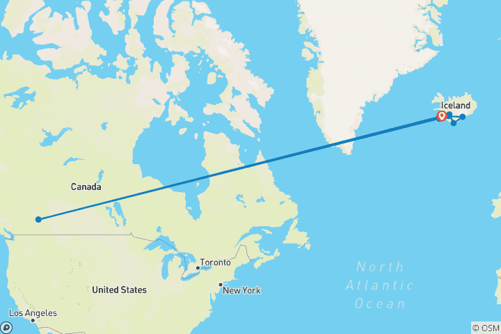 Carte du circuit Circuit en autocar "Le goût de l'Islande" - 6 jours/5 nuits (8 destinations)