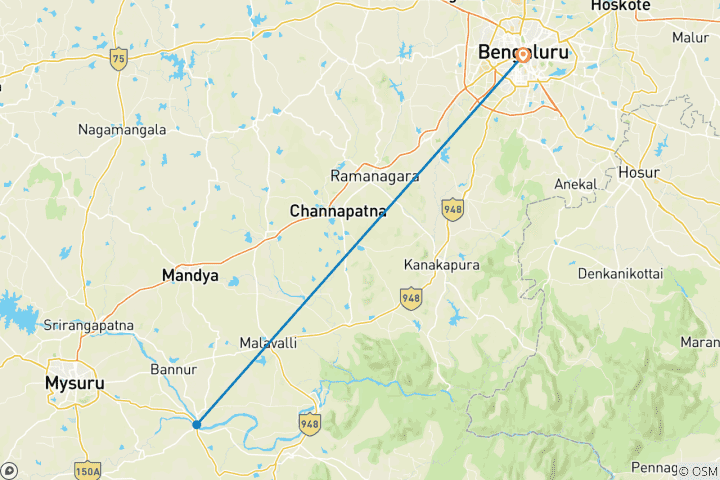 Carte du circuit 2 nuits et 3 jours à Kabini au départ de Bangalore