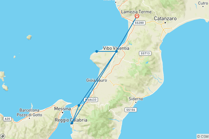 Map of Calabria - Pearl of the South and Bathing