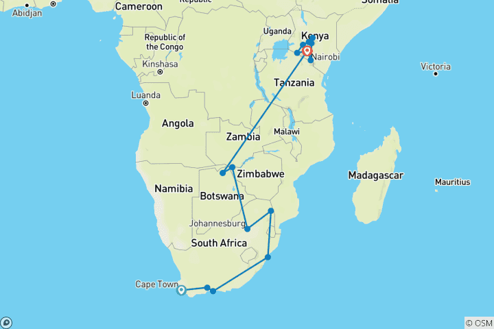Carte du circuit Expédition africaine ultime 2026