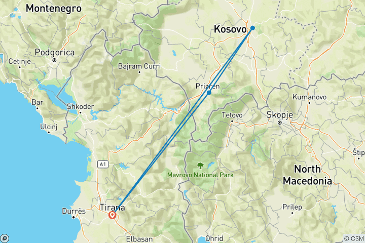 Carte du circuit Tour du Kosovo : A la découverte de l'histoire, de la culture et de l'architecture