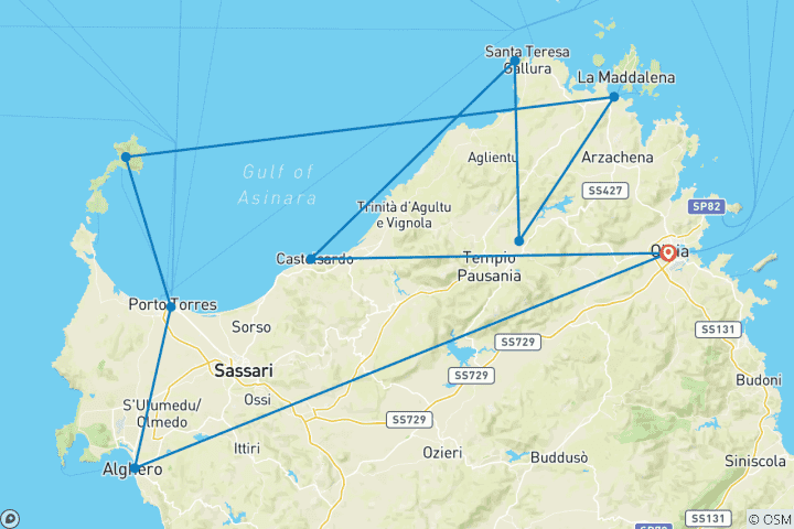 Map of Discovering Northern Sardinia