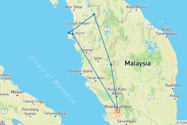 Carte du circuit Les hauts lieux de la Malaisie