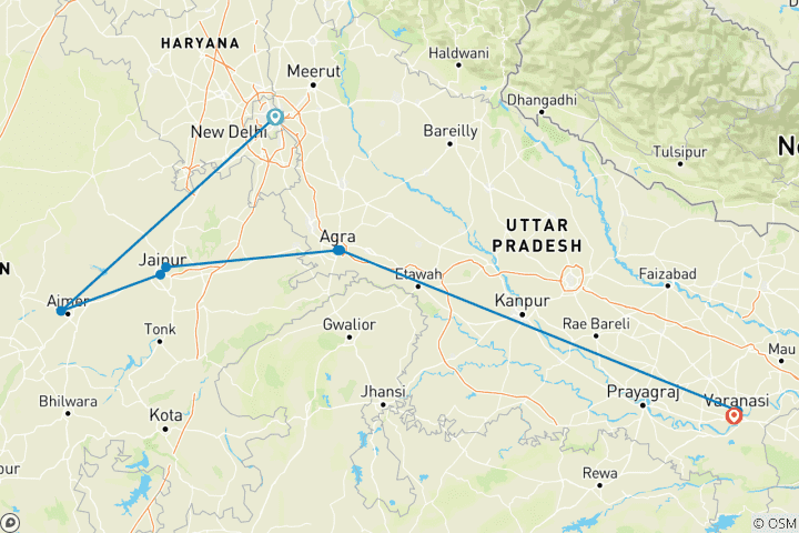 Map of Northern India on a Budget: The Golden Triangle to Varanasi