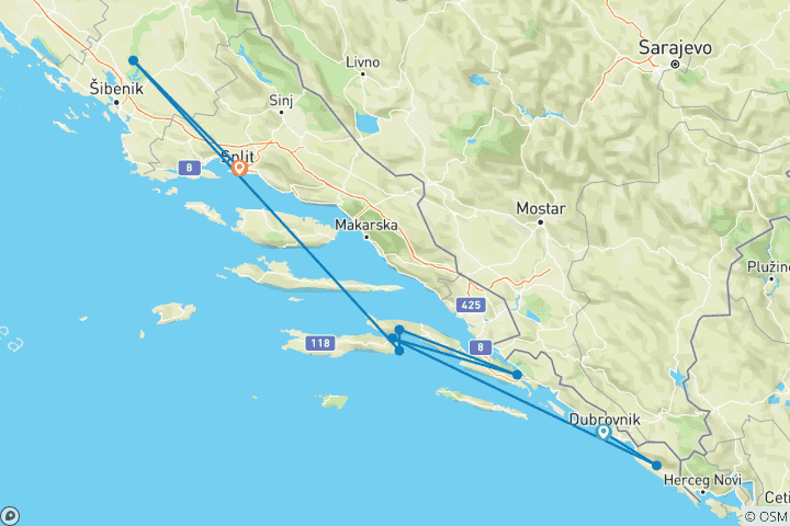 Carte du circuit Croatie en solitaire