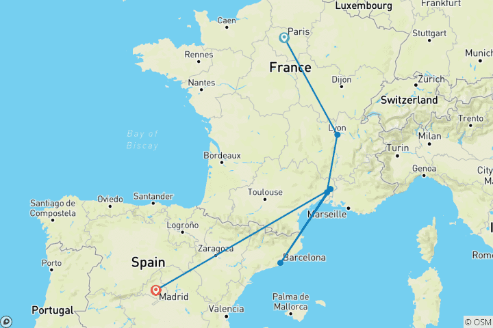 Map of Best of France & Spain