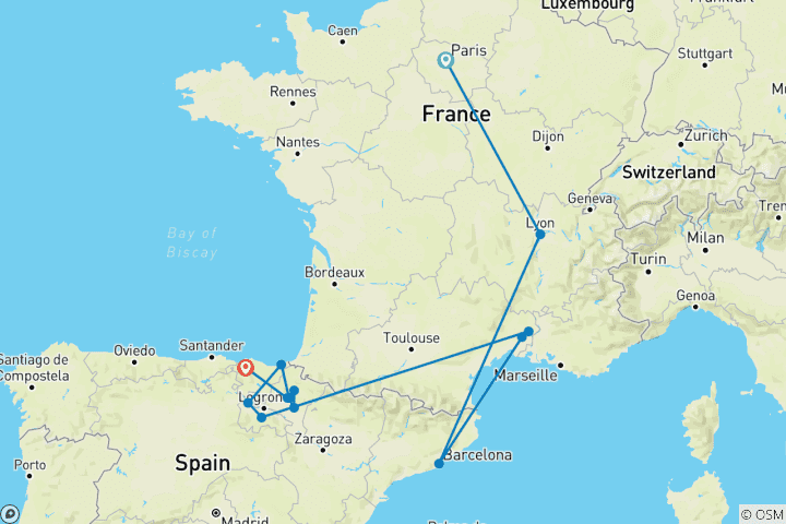 Map of France & Spain Encompassed