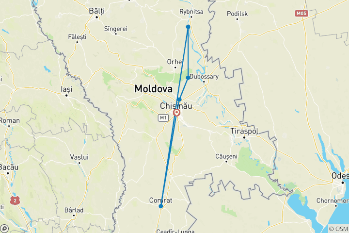Carte du circuit Découverte de la Moldavie
