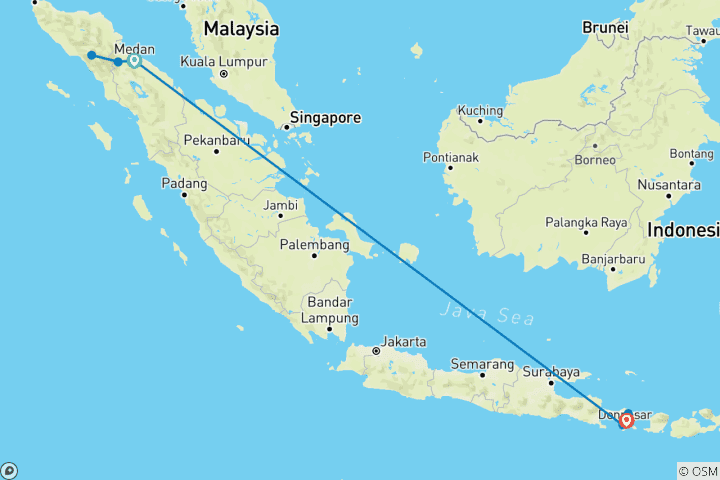 Map of Sumatra to Bali: Wildlife, Waves & Wilderness