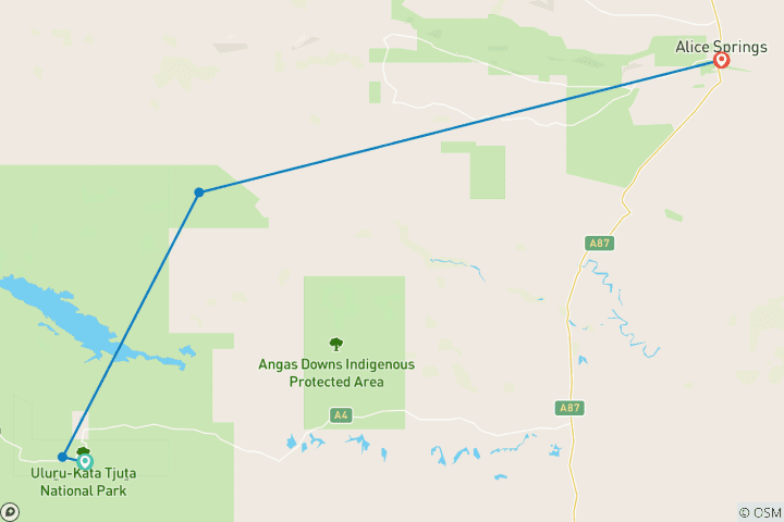 Map of Uluru, Kata Tjuta & Kings Canyon (Short Break)