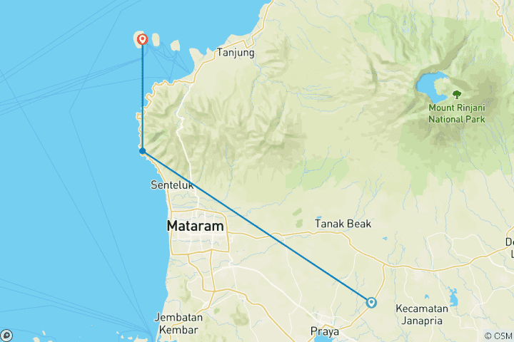 Carte du circuit Lombok et Gili Adventure : Culture, sommets et paradis