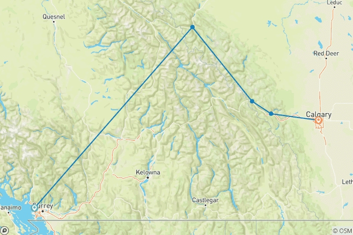 Map of Canadian Rockies by Train  (Vancouver, BC to Calgary, AB) (2026)