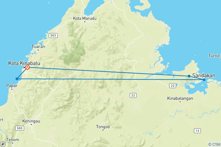 Map of Borneo Family Holiday Comfort (10 destinations)