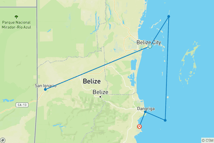Carte du circuit Le Belize à découvert : Récifs, ruines et reggae