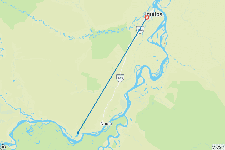 Map of 4 Days Peruvian Amazon Cruise