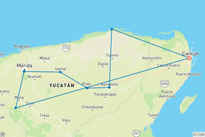 Map of Mini Wonders of the Maya with the Maya Train, Italian-speaking guide