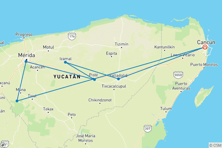 Carte du circuit Mini-miracle maya avec le train maya
