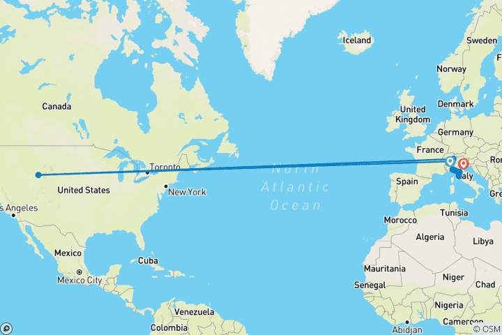 Map of Italy's Treasures Art, Food & Wine of Italy (Stresa to Venice)