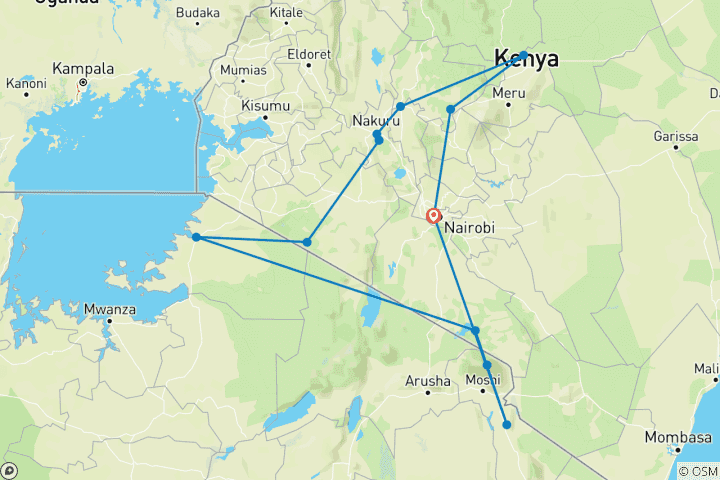 Map of The Plains of Africa Kenya Wildlife Safari (Nairobi to Amboseli) (2026)