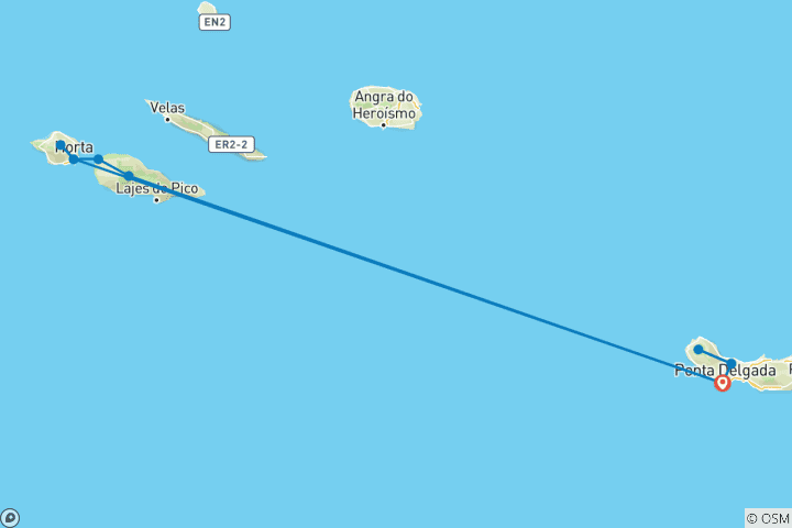 Carte du circuit La liste de choses à faire aux Açores : Îles volcaniques sauvages de l'Atlantique (11 destinations)